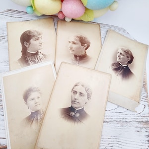 Lot de 5 cartes anciennes représentant de belles femmes - Ohio, Iowa Photos noir et blanc sépia Autres créations