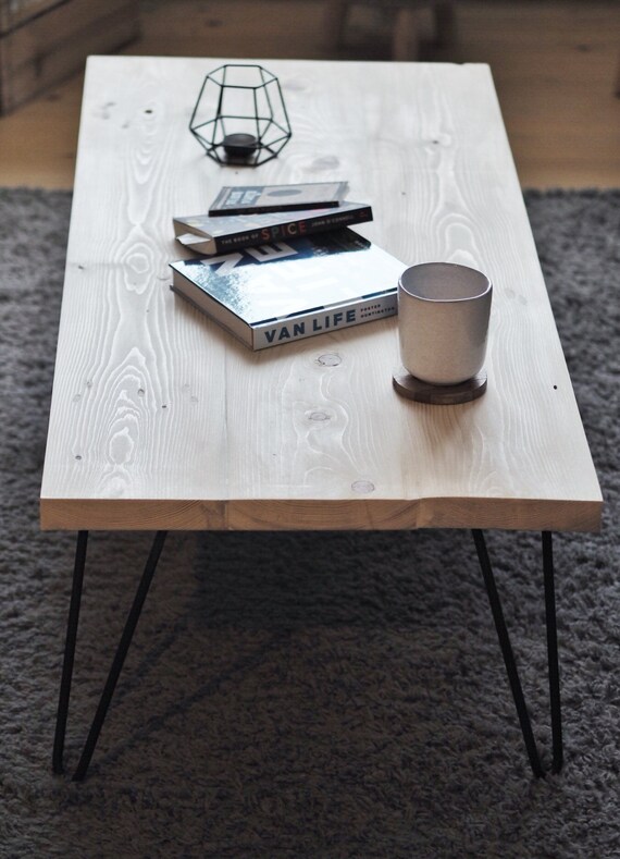 Reclaimed Wood Coffee Table With Hairpin Legs Etsy