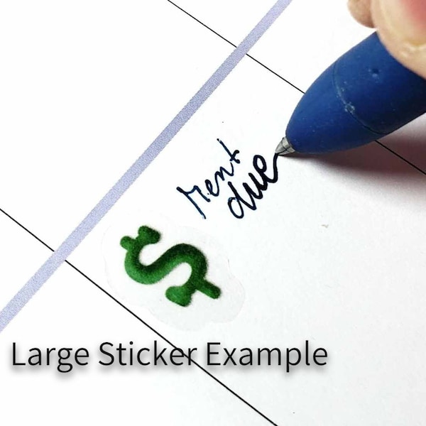 Money/Dollar Sign Icon Productivity Planning Stickers - Clear/White - Blogger Productivity Sticker Series / Bullet Journal/Happy Planner