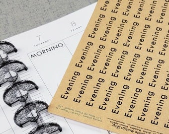 Morning, Afternoon, Evening Text 1.5" for Happy Planner Classic Vertical Layout Sections - Paper Planning