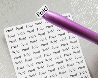 Paid Stickers - small "Paid" word stickers for planners - 5mm total height - small stickers | Small planning stickers