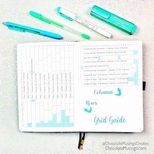 Grid Guide Stickers - Vertical Column & Horizontal Row for A5 Dot Grid Books 27x39 Dots Per Page (26x38 spaces per page) 2 Sticker Spread