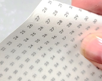 1-31 Small 5mm Circle stickers - Small Numbered Stickers 12 sets | Clear, Matte White, Glossy White, or Kraft
