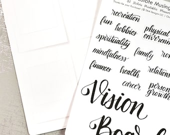 Vision Board Planning Stickers + Vision Board Background Polaroid Sheets for your A5 Planner/Bullet Journal