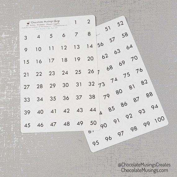 Consecutive Number Stickers 1 - 100 | Small 1/2 inch Round