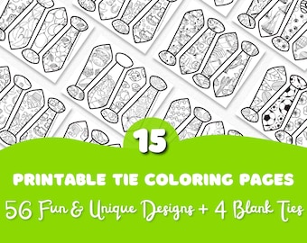 Vatertag Krawatte Malvorlagen Printable | Kinder Cut-Out Färbung Handwerk | Papier druckbare Krawatten | Klassenzimmer-Aktivität | Digitaler Download