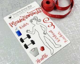 Measurement Sticker Sheet for Weight Loss/Workout Tracking - Girl Outline - With/Without Body Labels