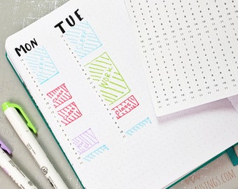 24-Hour Vertical Time Block Number Stickers for 5mm Planners & Bullet Journals Clear/White Stickers Available in Standard or Military Time!