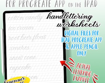 Sweet Treat Words Procreate (iPad) Handlettering Practice Worksheets DIGITAL - Modern Calligraphy/Hand Lettering Includes 2 Practice Sizes