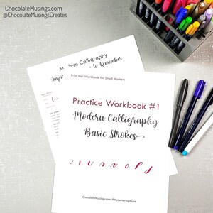 Handlettering Modern Calligraphy Basic Strokes - Small Markers - Workbook #1 - Digital Workbook for Printing