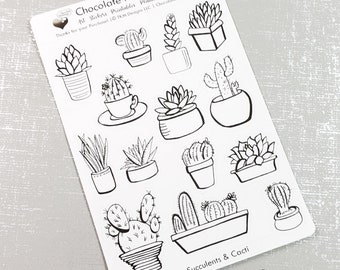 Succulents & Cacti Sticker Sheet For Planners and Bullet Journals