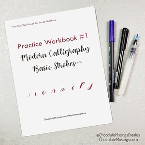 Handlettering Modern Calligraphy Basic Strokes - Large Markers - Workbook #1 - Digital Workbook for Printing
