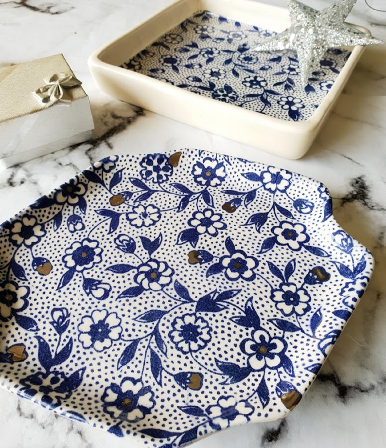 Ceramic Transfer Blossoms Blue