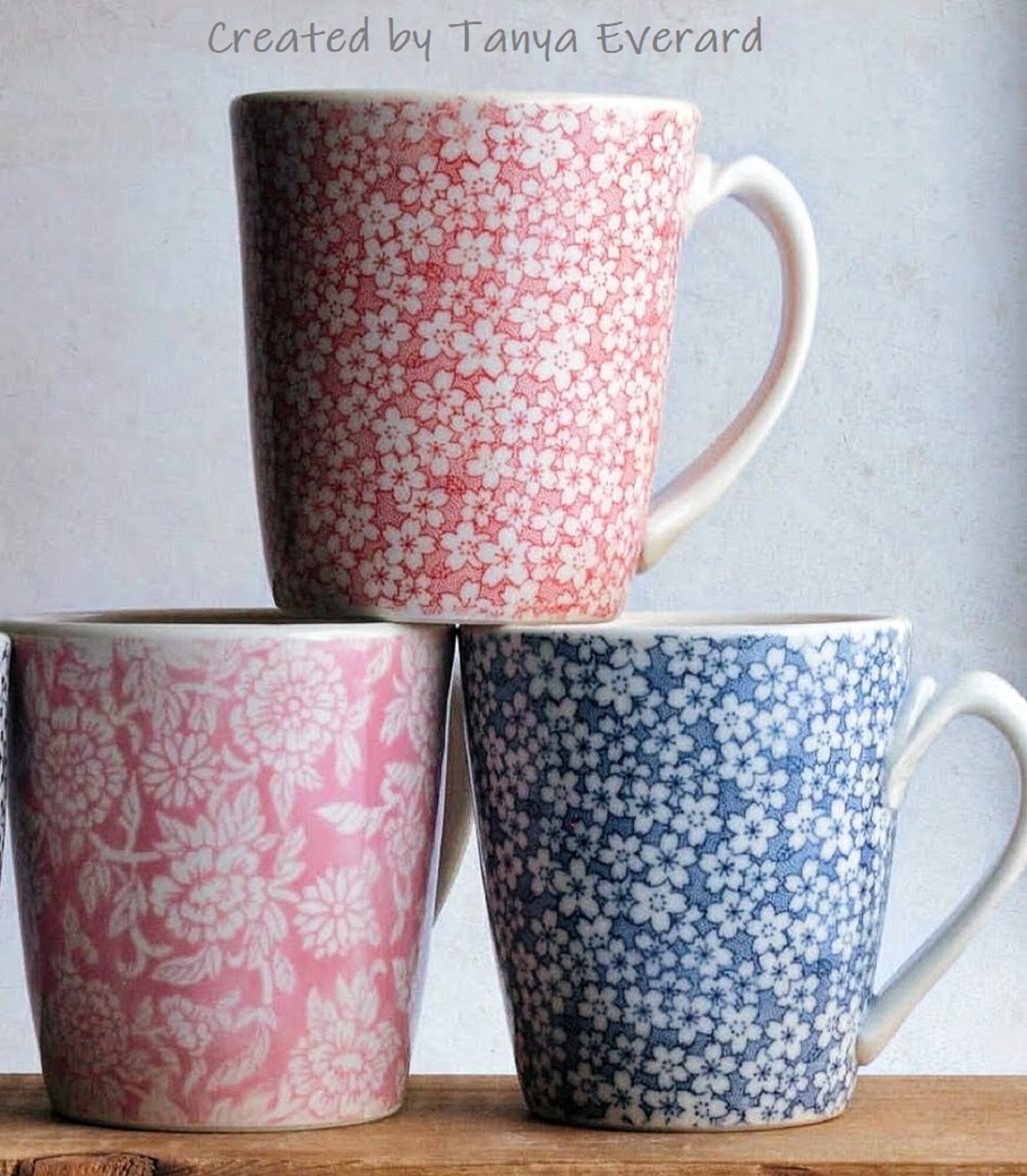 Ceramic Transfer Mini Sakura Blue Etsy