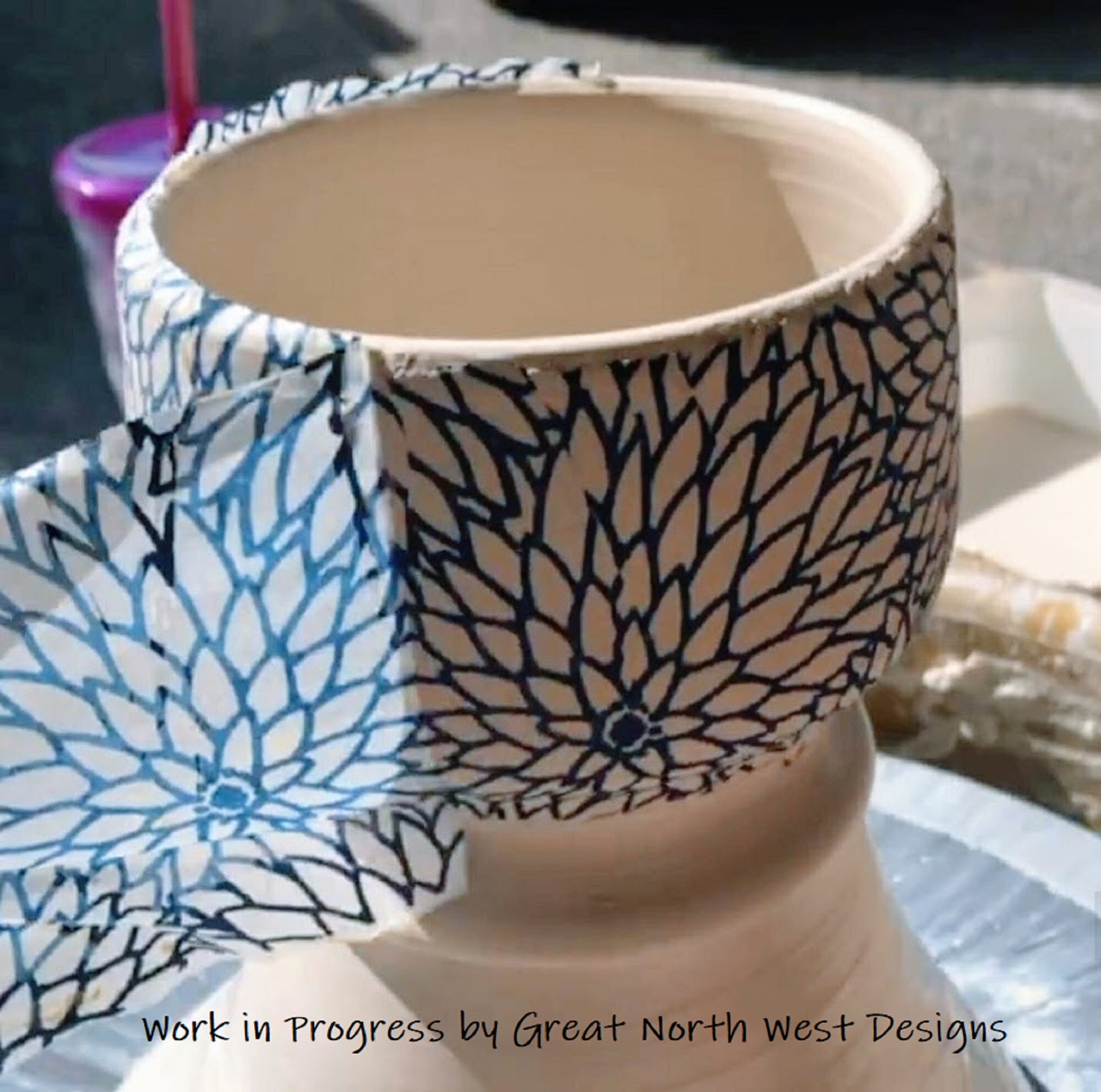 Ceramic Transfer Dahlia Blue Etsy Australia