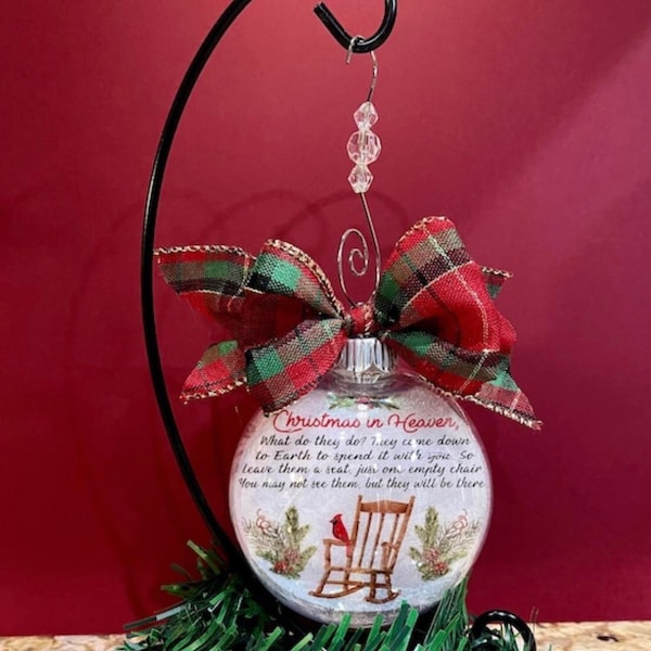 PERSONALIZABLE  MEMORIAL ORNAMENT, Christmas in Heaven, with stand, Christmas Memorial ornament, sympathy gift, personalized ornament