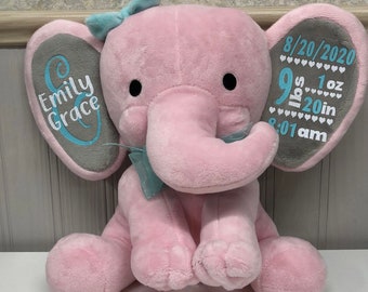 Personalized Plush Elephant, stuffed elelphant, new baby elephant, baby shower gift, elephant gift, plushy elephant, new baby gift, newborn