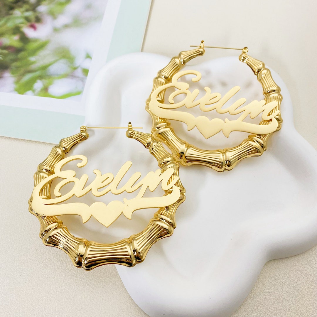 Gold Hoop Bamboo Hoops Custom Cheap Big Bamboo Earrings