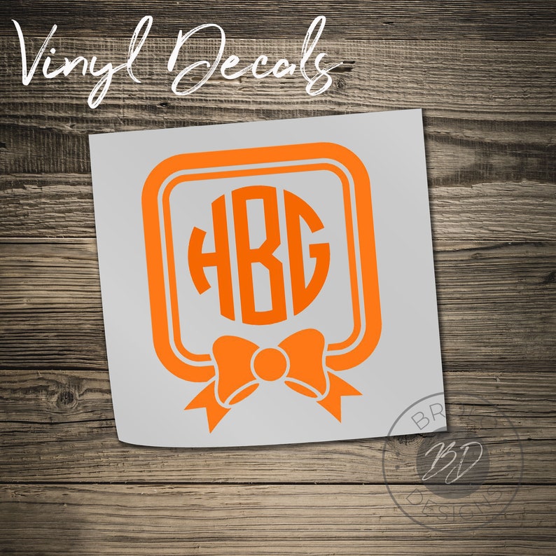 Bow Circle Monogram Coffee Cup Laptop COLORS Car Window Vinyl Decal Sticker v2