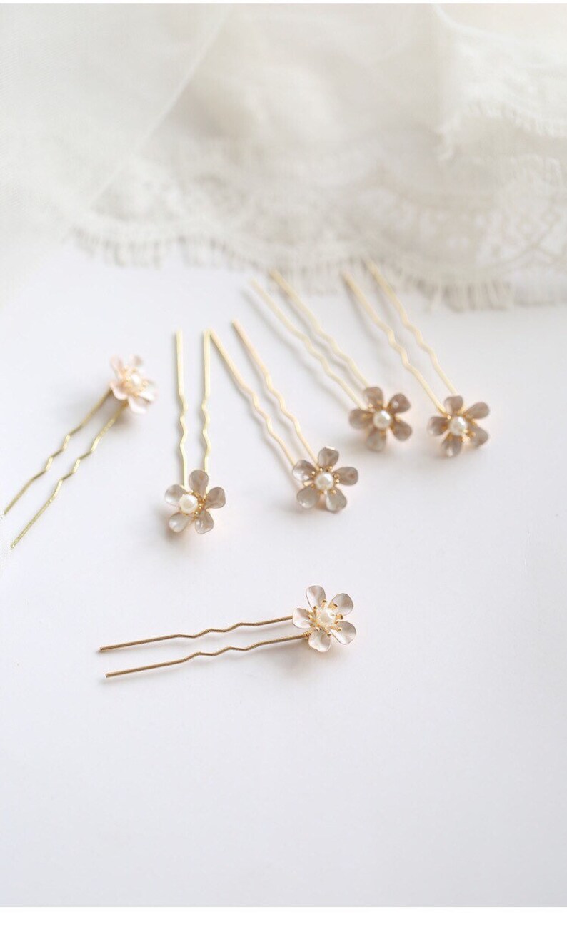 Flower Hair Pins Pale Blush Wedding Flow Blush Flower Hair Etsy
