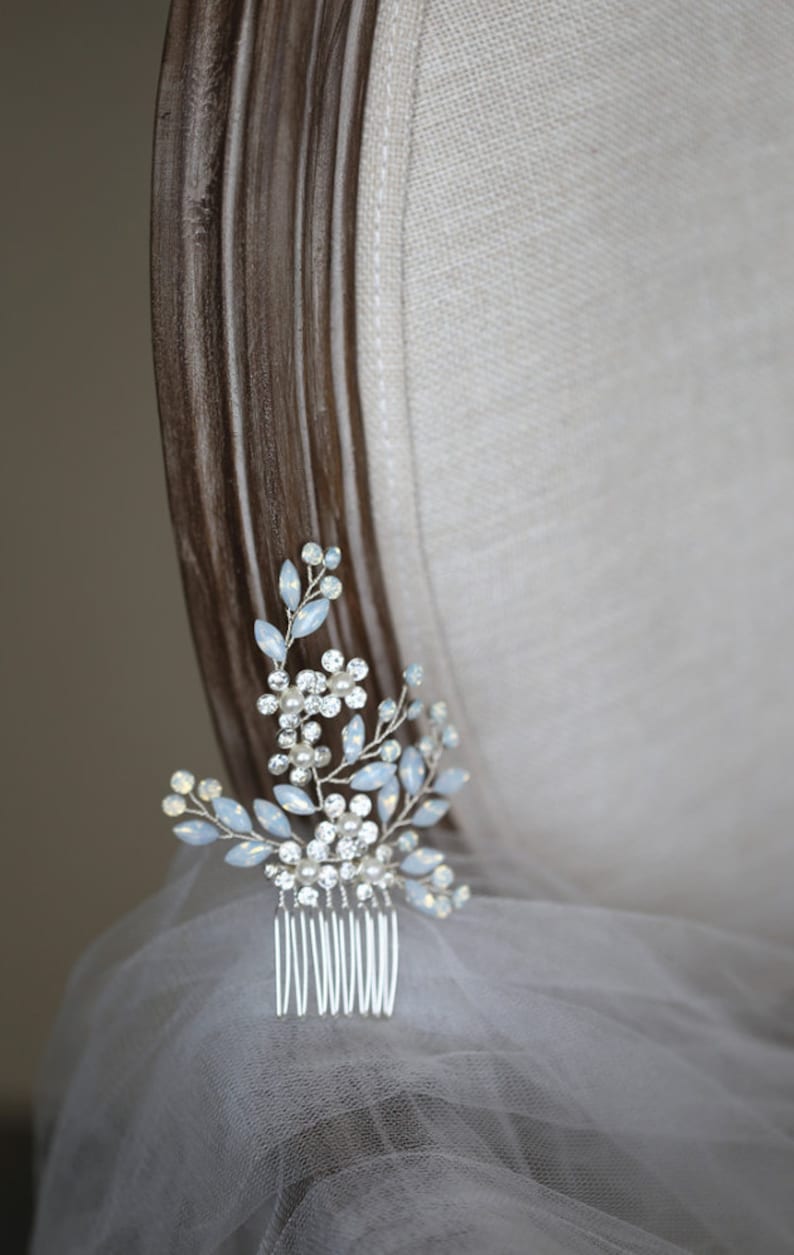 Something blue hair comb Bridal hair accessories Blue Etsy