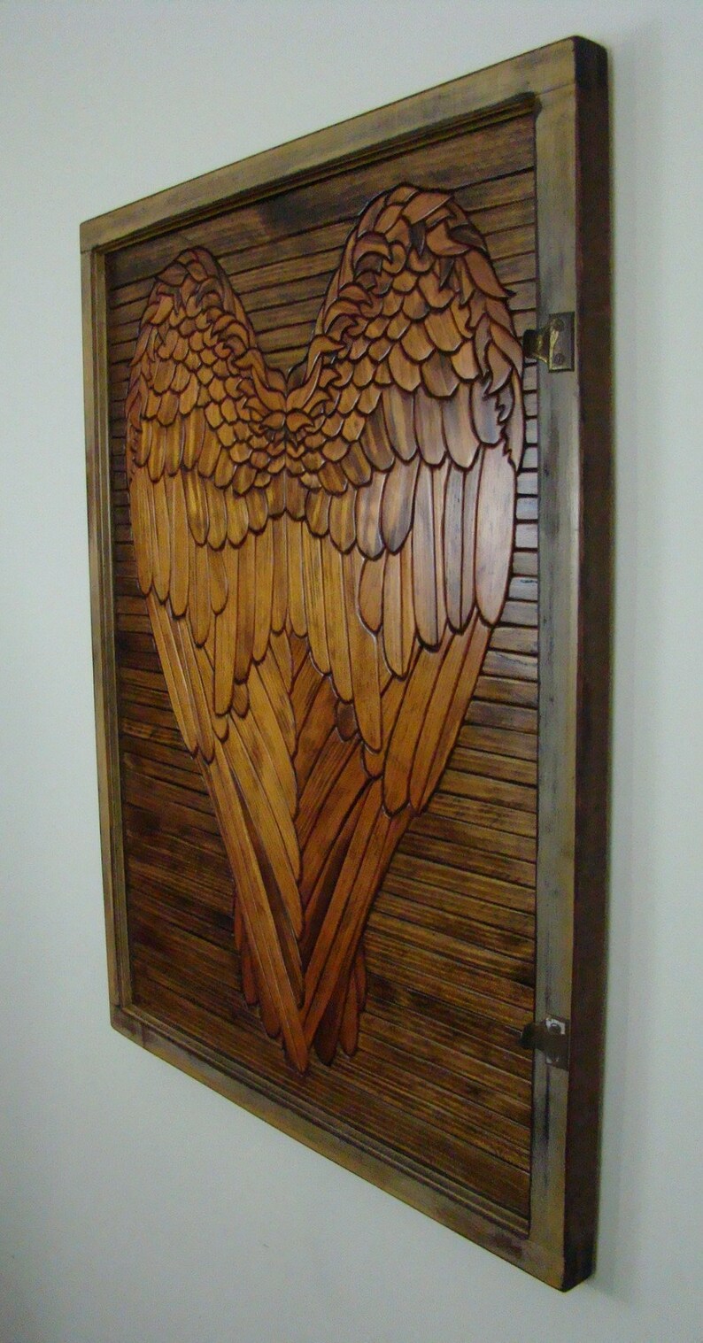 Angel Wings Wood Lath Board Puzzle Wall Art with Reclaimed | Etsy