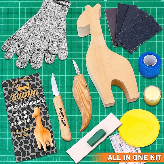 Wood Carving Kit for Beginners Whittling Kit With Giraffe Linden Woodworking Kit for Kids Adults Wood Carving Stainless Steel Knifes Etsy