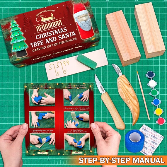 Wood Carving Kit for Beginners Whittling Kit With New Year Tree