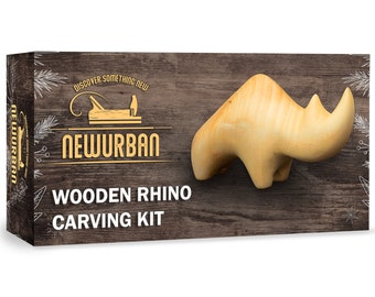 Wood Carving Kit for Beginners - Whittling kit with Rhino - Linden Woodworking Kit for Kids, Adults