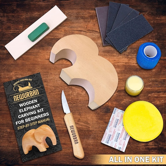 Wood Carving Kit for Beginners Whittling Kit With Elephant Linden  Woodworking Kit for Kids, Adults Wood Carving Stainless Steel Knife 