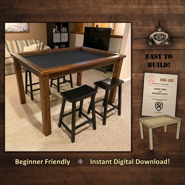 Build Your Own Gaming Table with Recessed Vault and Cover (Digital Guide and Plans)