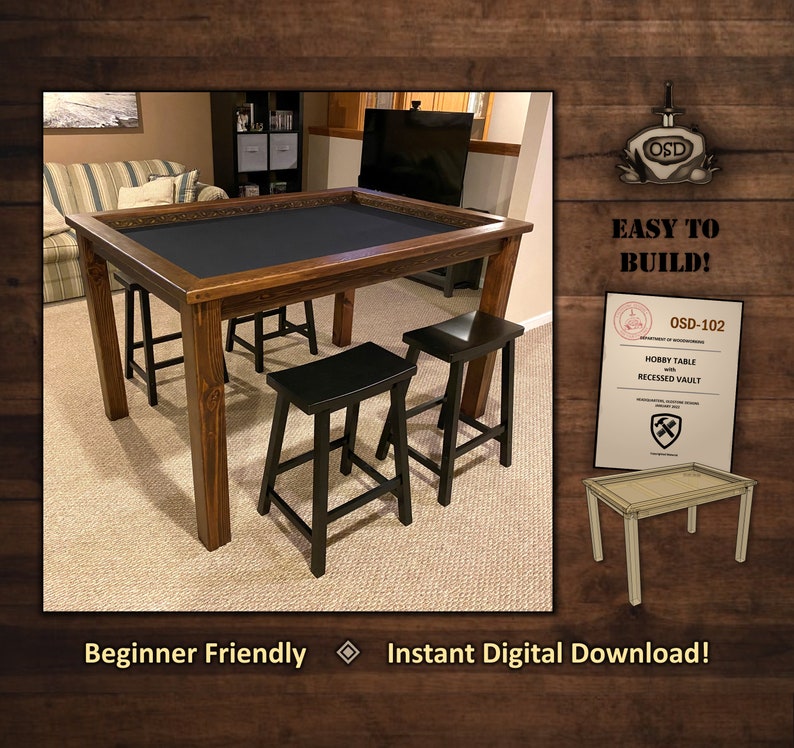 Build Your Own Gaming Table with Recessed Vault and Cover (Digital Guide and Plans) image 1