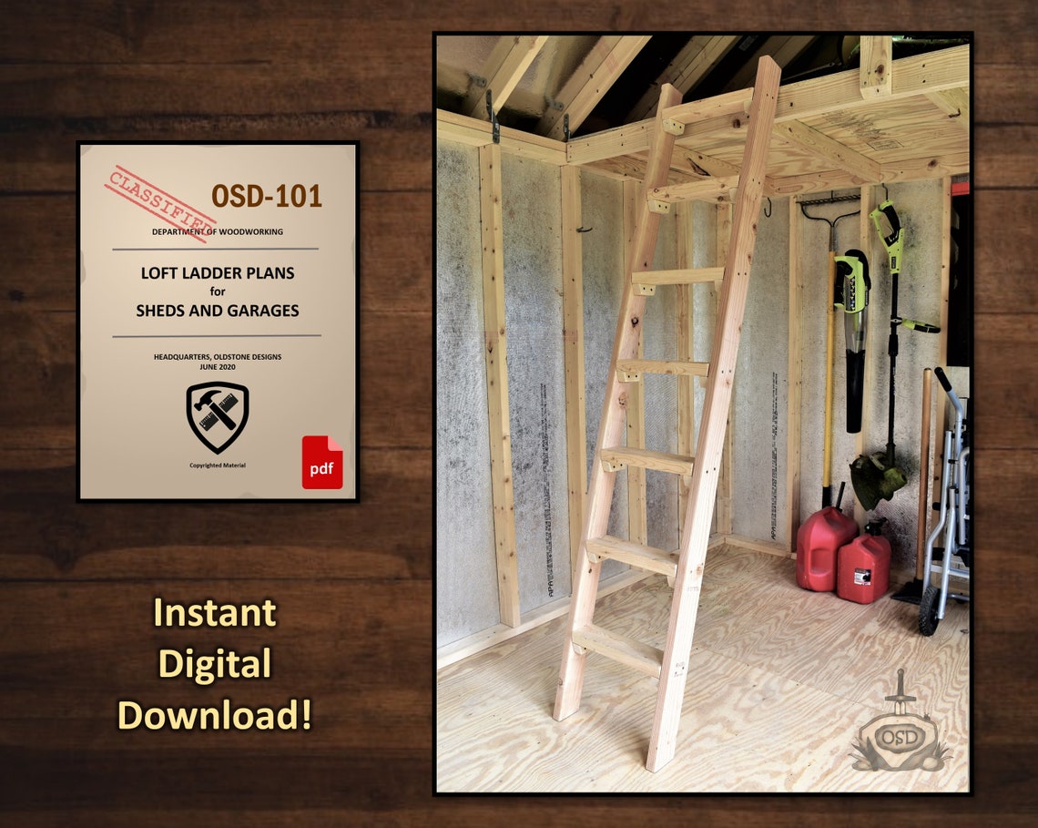 Loft Ladder Plans for Sheds and Garages Etsy
