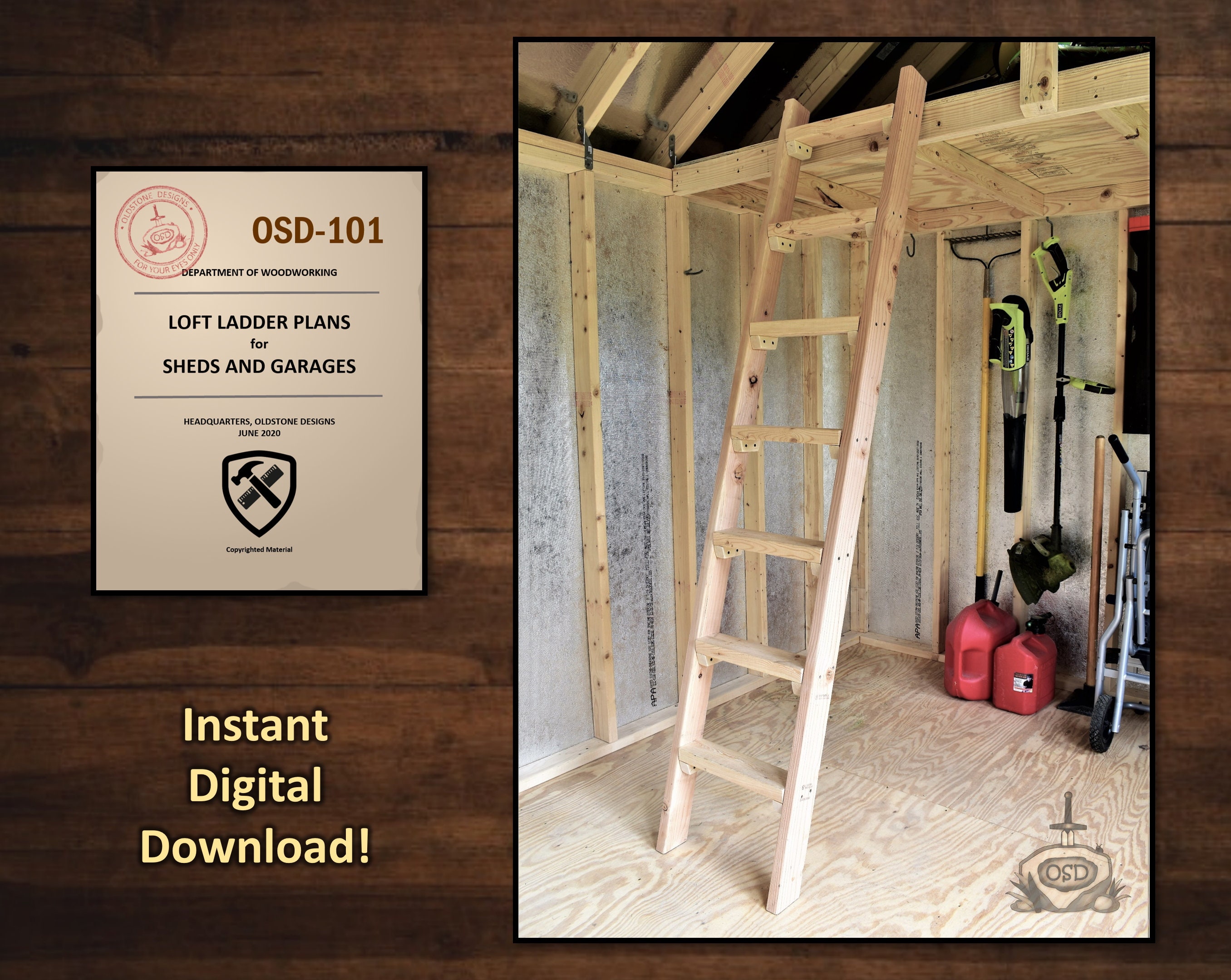 Loft Ladder Plans for Sheds and Garages Etsy