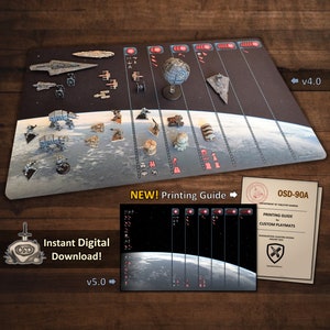 Tapete de batalla compatible con Star Wars Rebellion / Compatible con el juego base y la expansión / NUEVA guía de impresión + 8 NUEVAS imágenes de tapete de batalla listas para imprimir