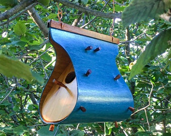 Finch Pinch Birdhouse - Handcrafted Modern Cottage Style Hanging Bird House -  for Song Birds like Finch Chickadee and Swallow