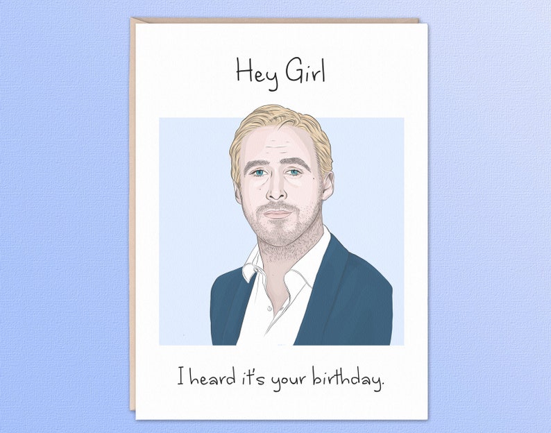 Hey Girl Card Greeting Cards Ryan Gosling Funny - Etsy