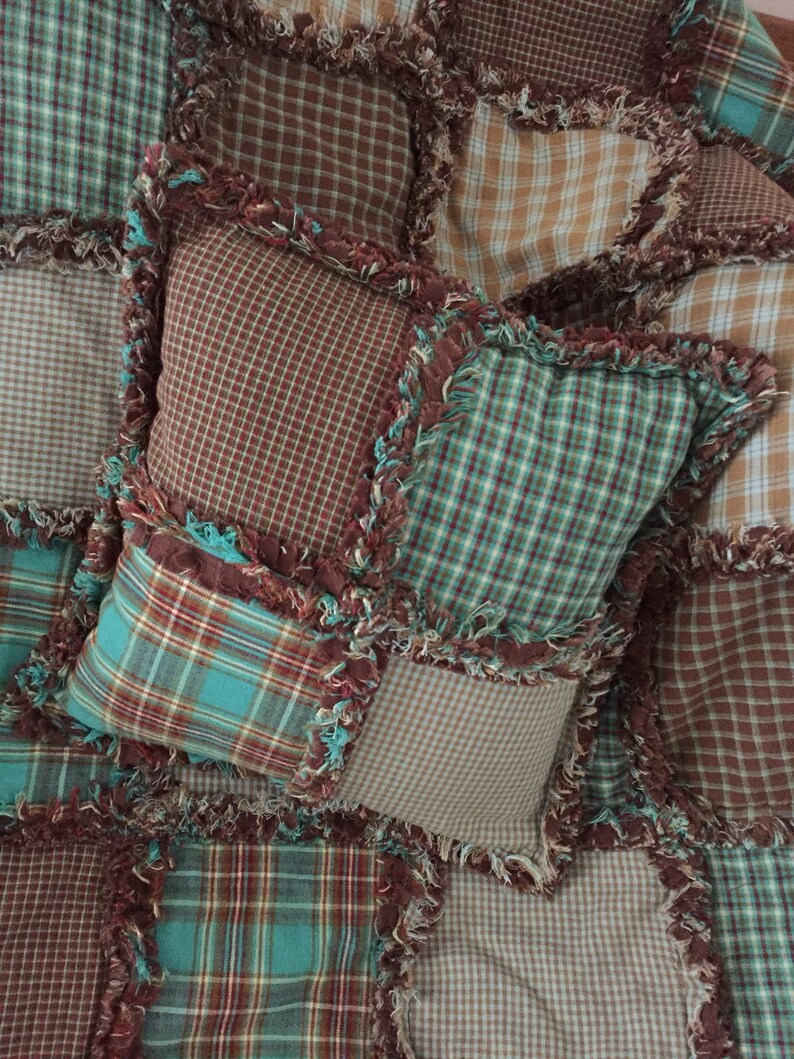 Crib Size Baby Rag Quilt and pillow set. Etsy