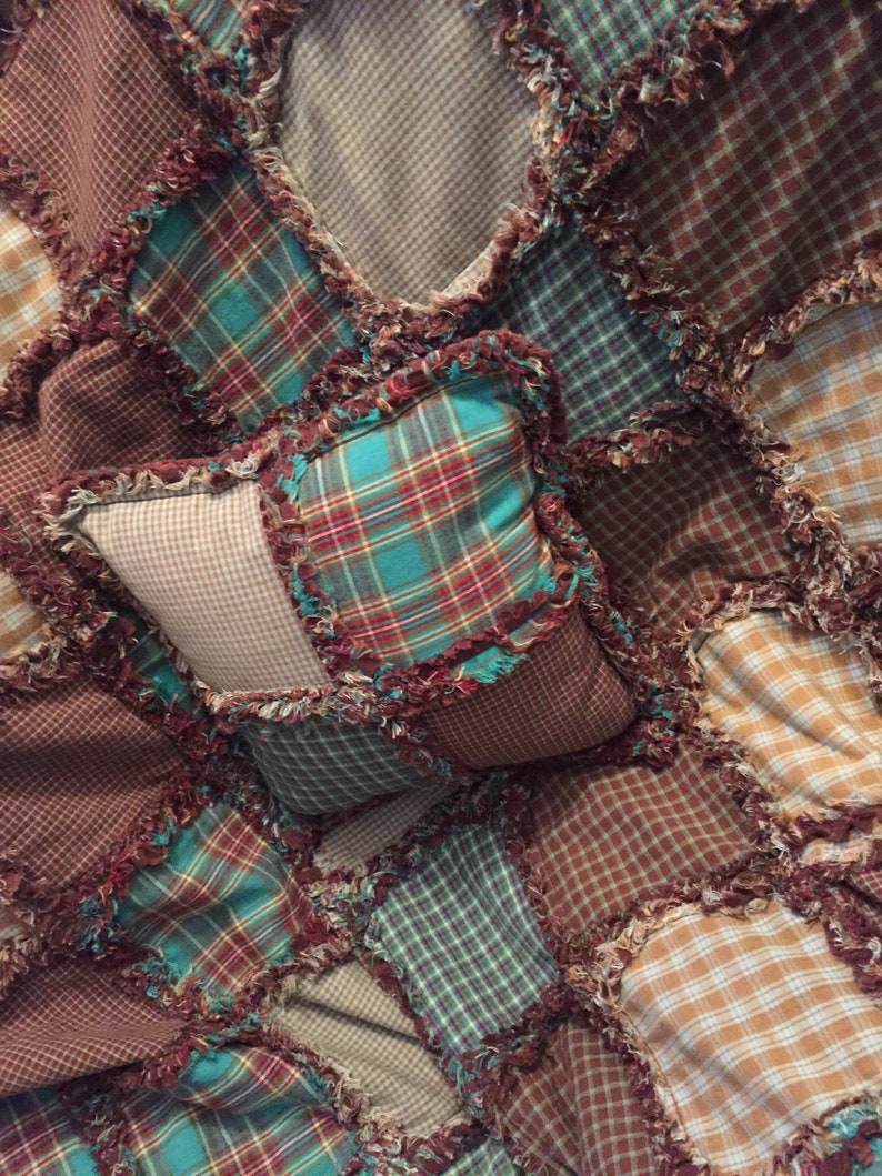 Crib Size Baby Rag Quilt and pillow set. Etsy