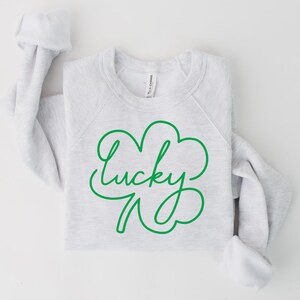 Cute Lucky Sweatshirt - St. Patrick&#39;s Day Sweatshirt - Shamrock Sweatshirt - Bella Canvas Sweatshirt - Lucky Mom Shamrock Sweatshirt