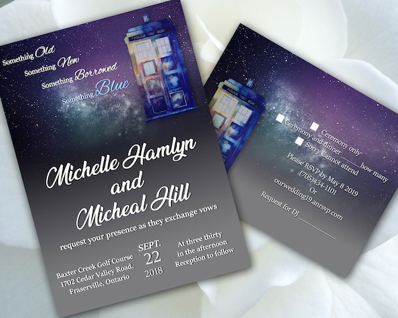 Diy Wedding Invitation Doctor Who Tardis Space Print Etsy