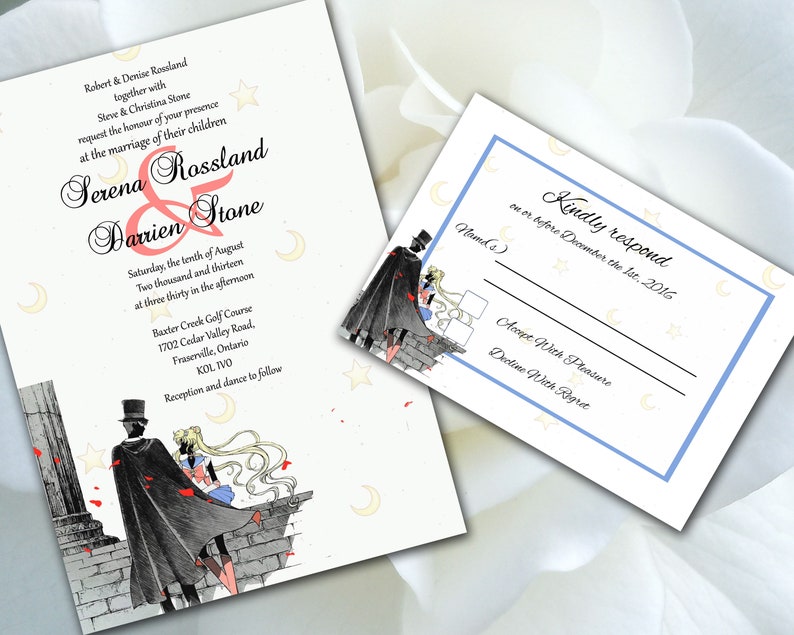 DIY Print Your Own Wedding Invitations Sailor Moon Tuxedo