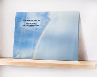 虹色の聖句メタルプリント、ヘブライ人への手紙10章23節信仰装飾（すぐに飾れます）