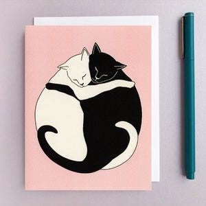 Cat Hug Greeting Card For Birthday Just Because Miss You Etsy