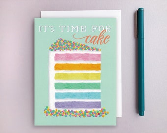 Rainbow Cake Slice Birthday Greeting Card