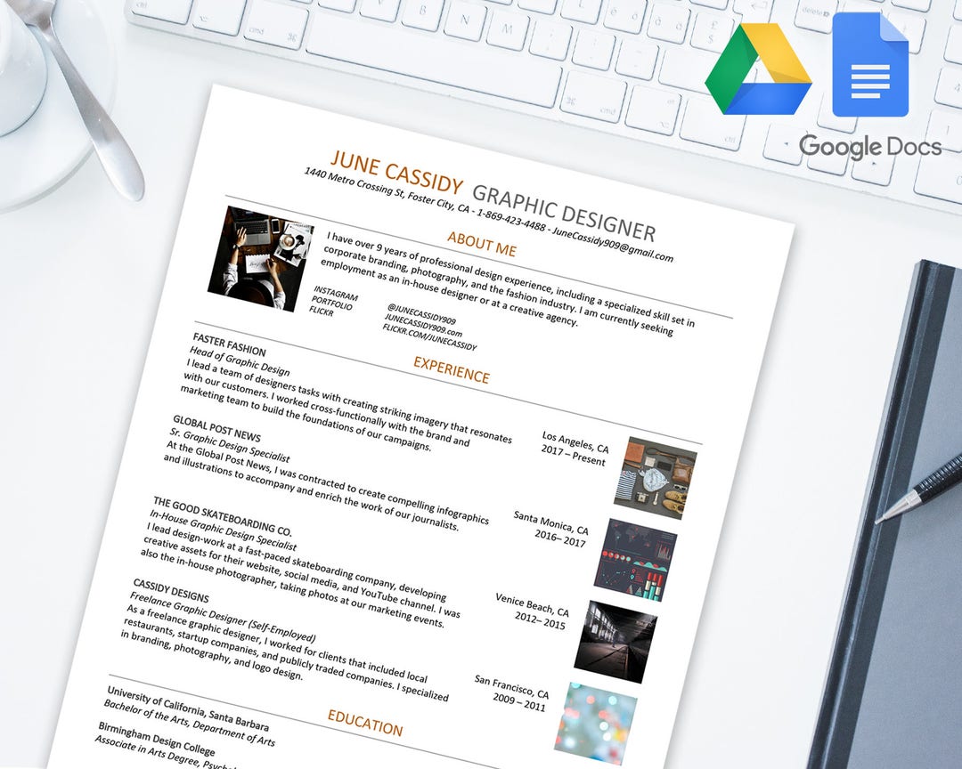 Creative Resume Template For Google Docs Google Drive Microsoft 