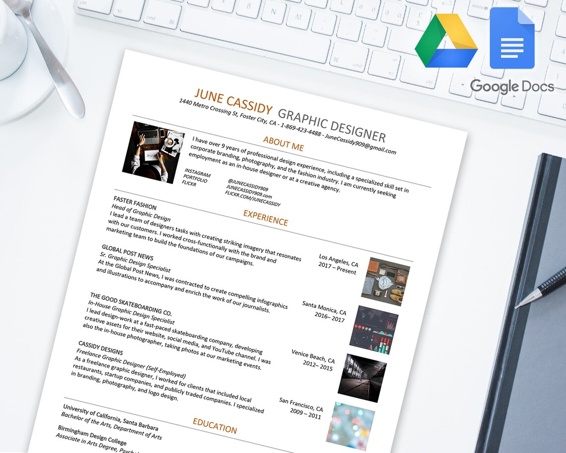 Creative Resume Template for Google Docs | Google Drive | Microsoft ...
