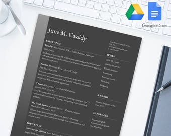 NIGHT MODE Resume Template for Google Docs | Google Drive - Gray Gradient