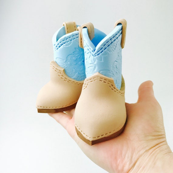 Cowboy Boots Cake Topper Blue Cowboy Booties Fondant Cake Etsy