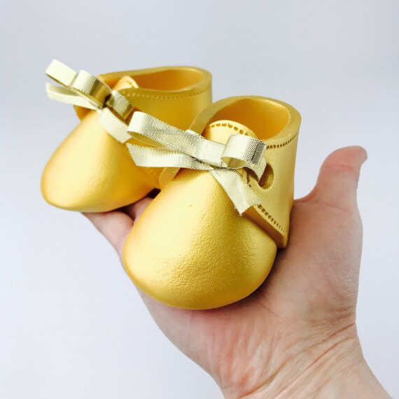 gold baby booties